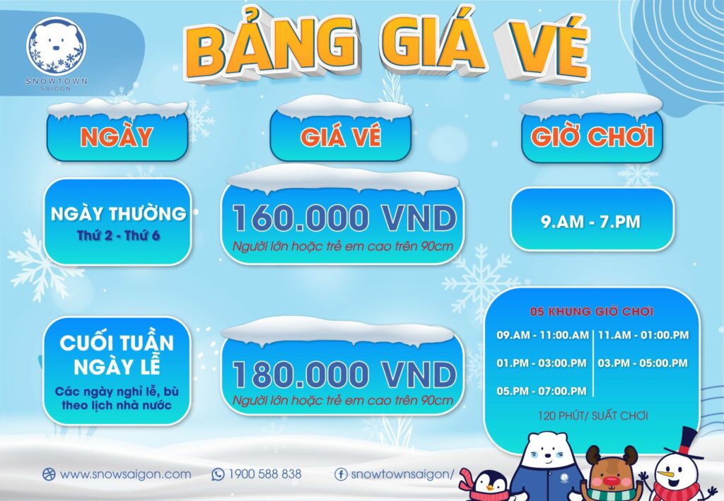 Bảng giá vé khu vui chơi snowtown